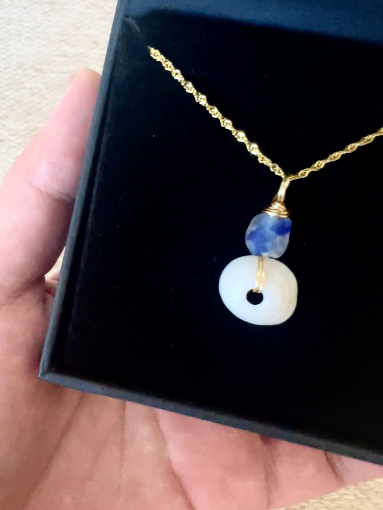 Jewels of the Ocean Necklace (Adjustable Chain: 14k Yellow Gold on 925 Sterling Silver)