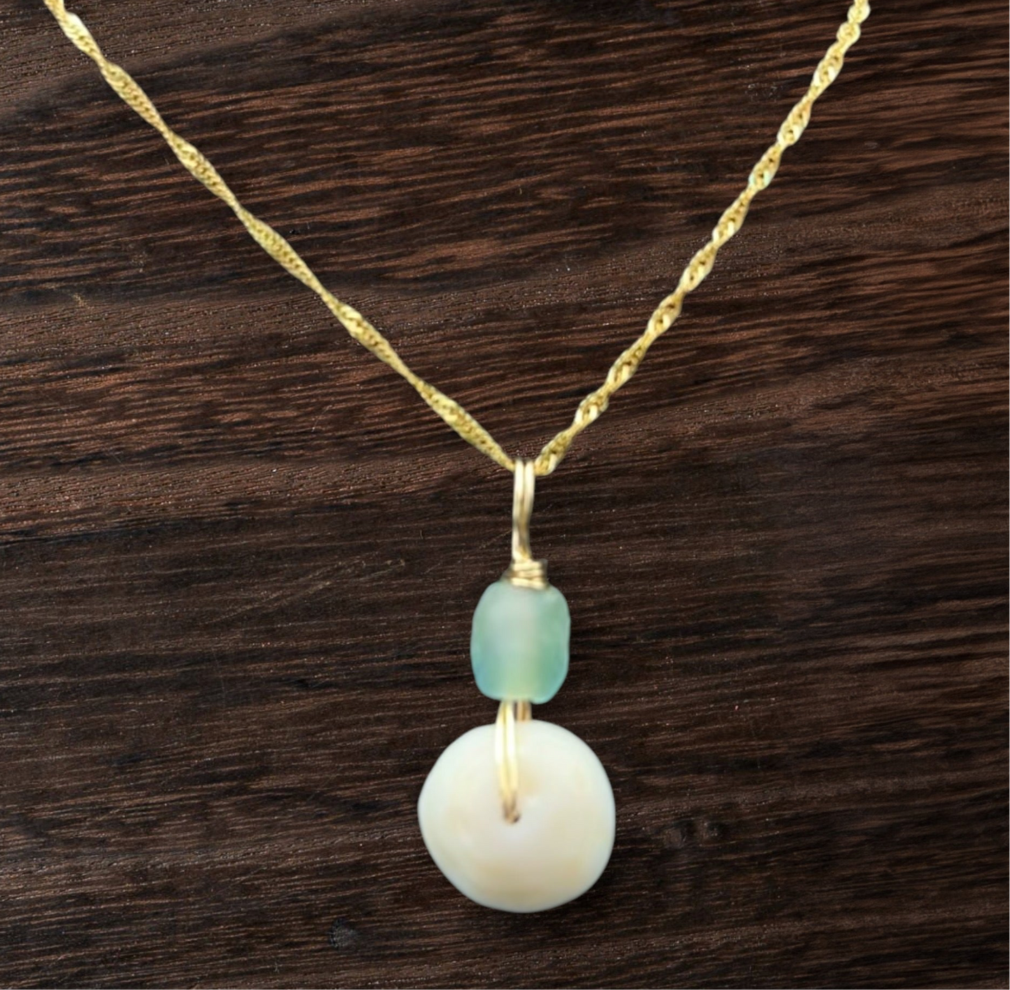 Jewels of the Ocean Necklace (Adjustable Chain: 14k Yellow Gold on 925 Sterling Silver)