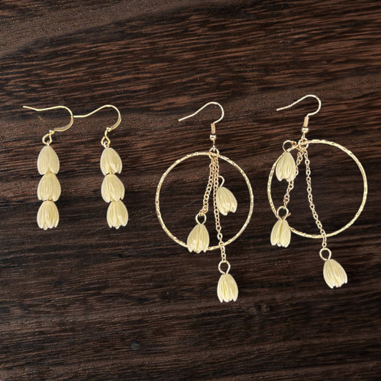 Resin Pikake Drop Earrings (Gold Plated, Nickel and Lead Free)