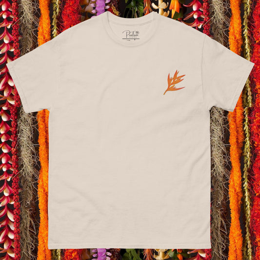 Pualani Crown Embroidered Heliconia Tee (100% Organic Cotton)