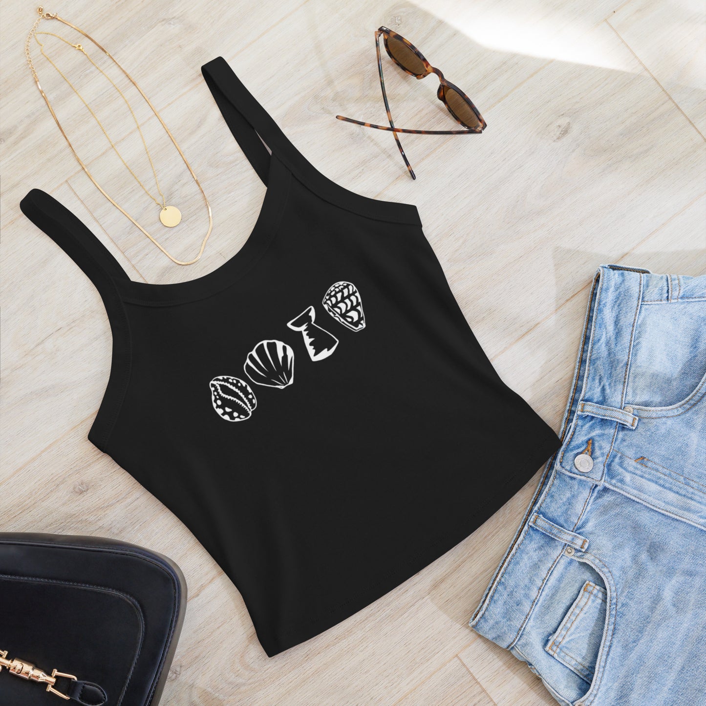 Shells & Latte Stone Micro-rib Tank Top