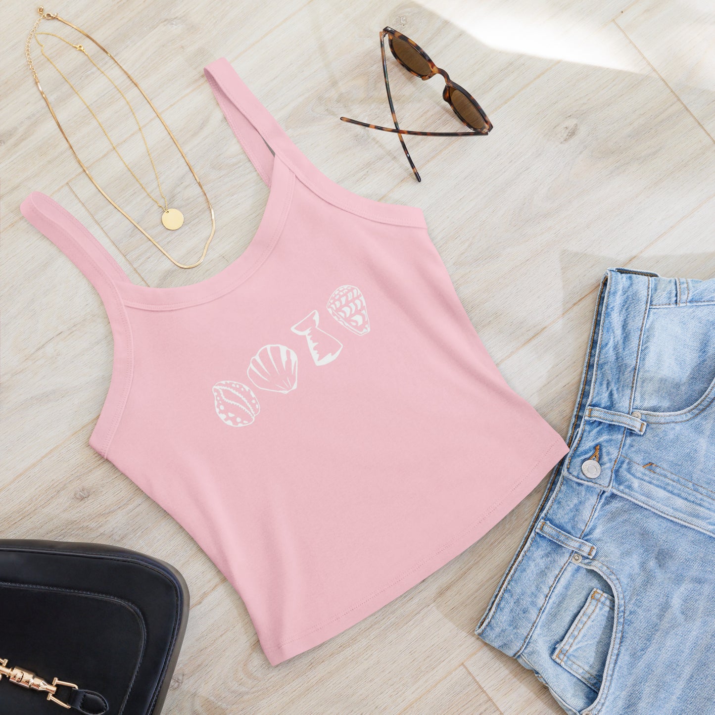 Shells & Latte Stone Micro-rib Tank Top